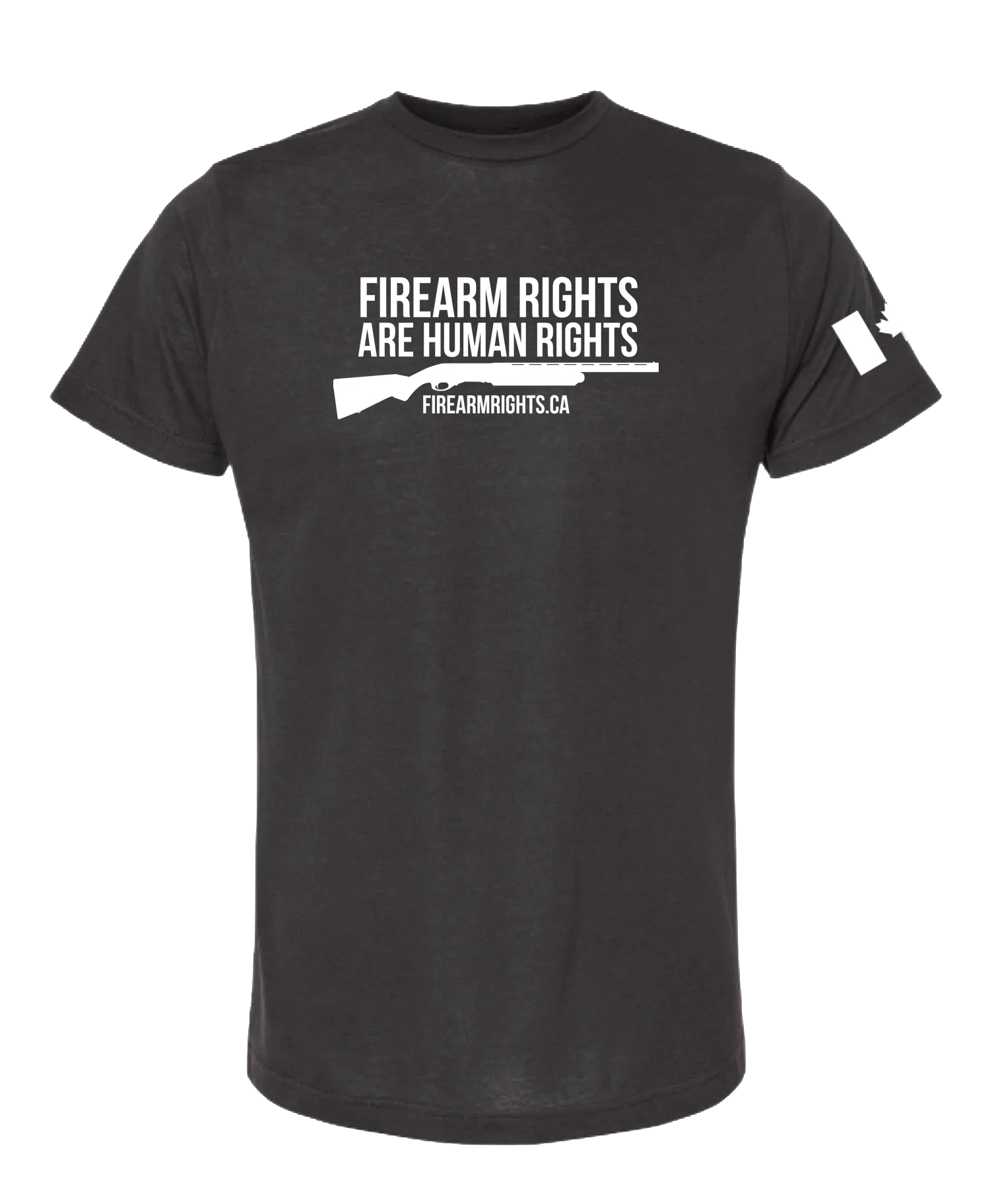 Human Rights Support T-Shirt - White on Black Shotgun
