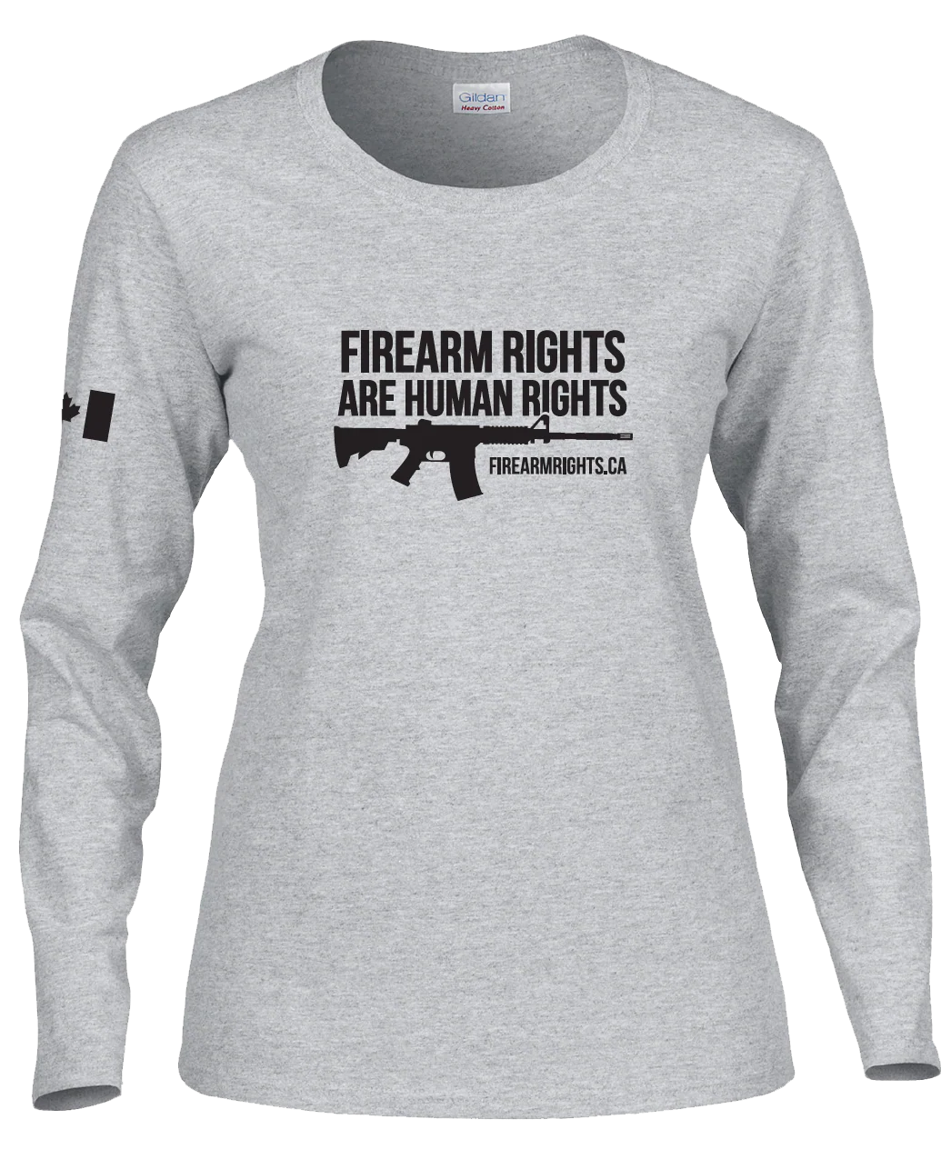 Ladies Black on Grey Human Rights Long Sleeve