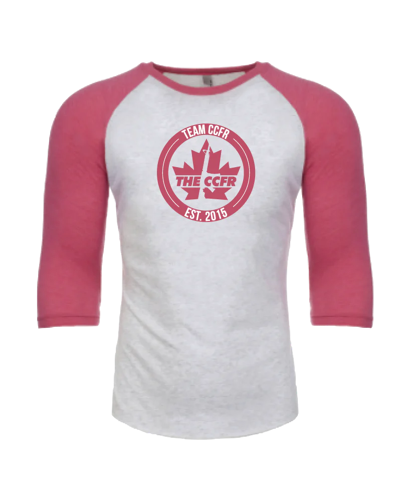 Pink/White Unisex Raglan Tee - Image 2